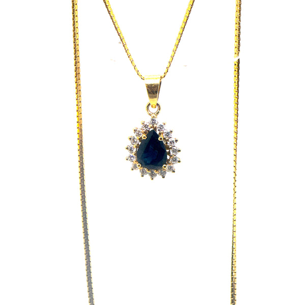 Dije cluster zafiro y diamantes