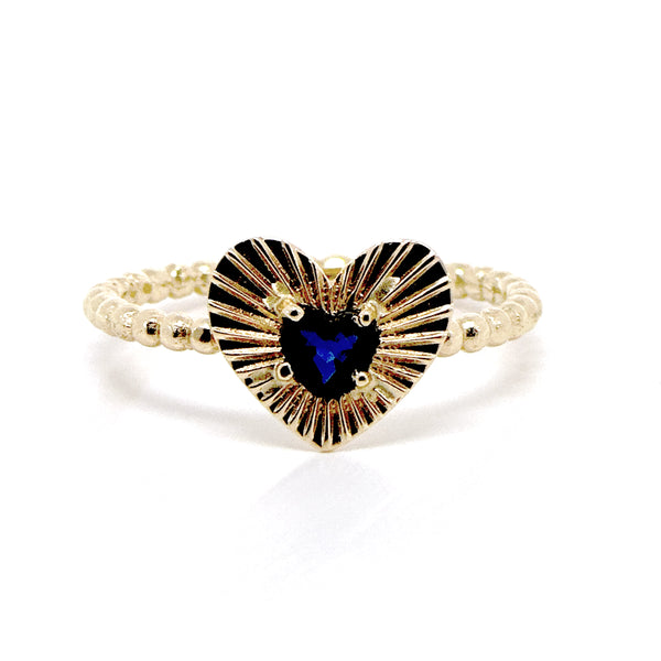 Anillo diamantado y zafiro azul