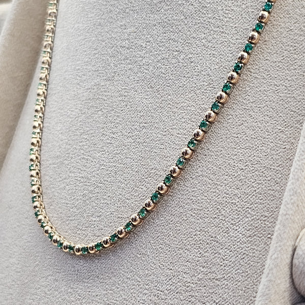 Cadena en oro Rosa y oro Blanco con Esmeraldas