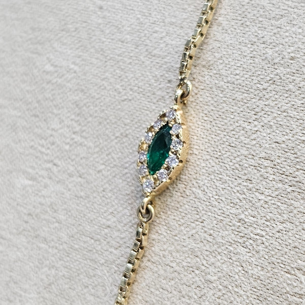 Pulsera ojo turco Esmeralda y Diamantes