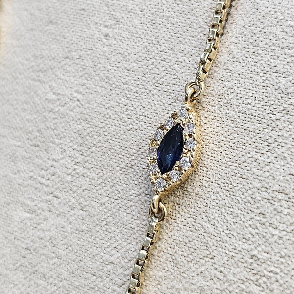 Pulsera ojo turco zafiro con diamantes