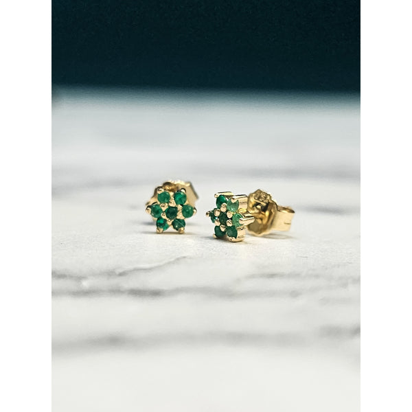 Aretes flor pequeños esmeraldas