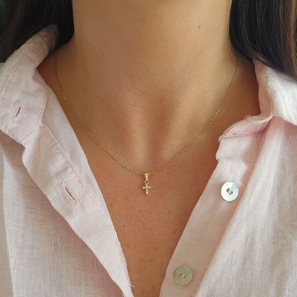 Dije mini cruz diamantes